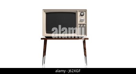 Televisione Vintage isolati su sfondo bianco. 3d illustrazione Foto Stock