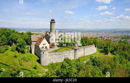 Vista aerea sul castello di Altenburg - storico collina del castello nei pressi di Bamberg, Baviera, Germania Foto Stock