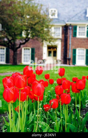 Michigan Saginaw County, Saginaw, Montague Inn, Bed and Breakfast, Historic Inn, Lake Linton, Saginaw River water, primavera, giardino, Foto Stock