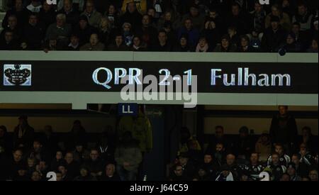 QPR SCOREBOARD dopo 1ST WIN O Queens Park Rangers v FULHAM Londra Inghilterra Regno Unito 15 Dicembre 2012 Foto Stock