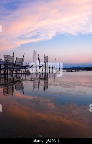 Il paesaggio del lago Lihu a Wuxi City,provincia dello Jiangsu, Cina Foto Stock