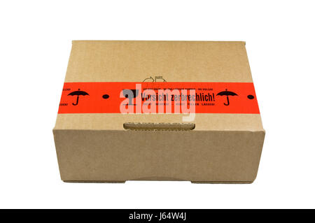 Isolato attenta attenzione pacco fragile pack Confezionamento imballaggio pacchetto pacchetto Foto Stock