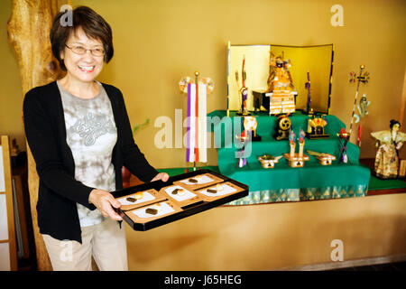 Michigan Saginaw,Japanese Cultural Center & Tea House,arte,patrimonio,mostra vendita mostra collezione artefatti mostra,cerimonia del tè,Sado,tradizione,de Foto Stock