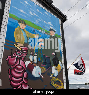 Il murale sulla parete, Lunenburg, Nova Scotia, Canada Foto Stock