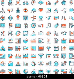 Linea piatta Web icone Illustrazione Vettoriale