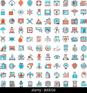 Linea piatta Web icone Illustrazione Vettoriale