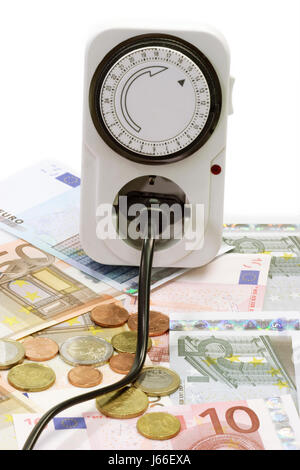 Euro ore presa di tempo di clock-interruttore timer clock spina di alimentazione programma di denaro Foto Stock