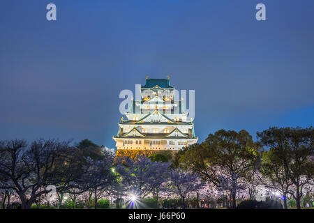 Osaka in Giappone presso il Castello di Osaka durante la primavera la fioritura dei ciliegi stagione. Foto Stock