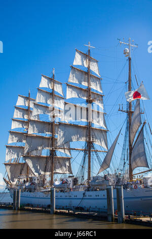 Giapponese formazione vela tall ship Kaiwo Maru Foto Stock