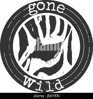 Badge d'annata con un occhio le zebre e le parole Gone Wild Foto Stock