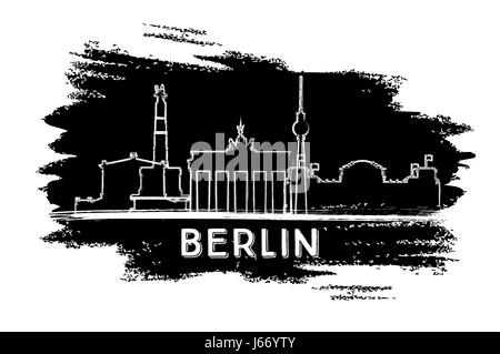 Berlin skyline silhouette. mano bozzetto. illustrazione vettoriale. viaggi di affari e di turismo con il concetto di architettura moderna. Illustrazione Vettoriale