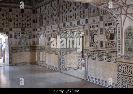 Palazzo a specchio al forte di Amber a Jaipur, Rajasthan, India, a febbraio, 16, 2016. Foto Stock