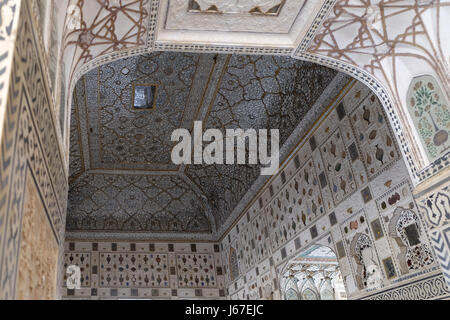 Palazzo a specchio al forte di Amber a Jaipur, Rajasthan, India, a febbraio, 16, 2016. Foto Stock