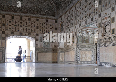 Palazzo a specchio al forte di Amber a Jaipur, Rajasthan, India, a febbraio, 16, 2016. Foto Stock