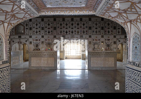 Palazzo a specchio al forte di Amber a Jaipur, Rajasthan, India, a febbraio, 16, 2016. Foto Stock