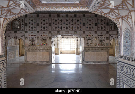 Palazzo a specchio al forte di Amber a Jaipur, Rajasthan, India, a febbraio, 16, 2016. Foto Stock