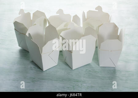 Scatole di cibo su sfondo Texture Foto Stock