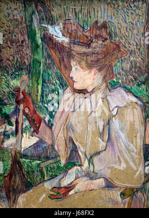 Pittura di Toulouse-Lautrec. 'La Femme aux Gants' (donna con guanti) da Henri de Toulouse-Lautrec (1864-1901), olio su cartone, c.1890. Foto Stock