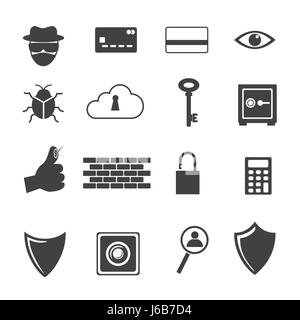 Grande icona Dati, criminale informatico set di icone. Illustrazione Vettoriale