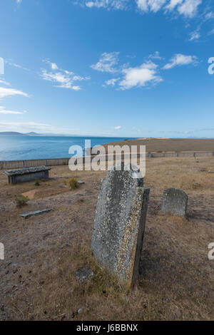 Cimitero abbandonato vicino Darlington, Maria Island, la Tasmania. L'isola i morti venivano sepolti qui dal 1825 al 1942. Foto Stock