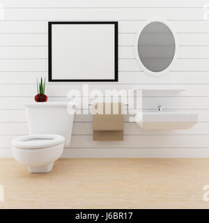Mock up photo frame nel wc camera in 3D rendering Foto Stock