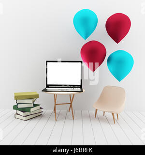 Mock up con il computer portatile in 3D rendering Foto Stock