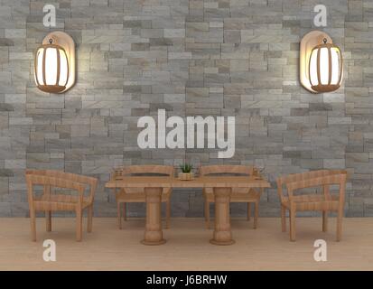 Moderna sala da pranzo con lampada interna in 3D rendering Foto Stock