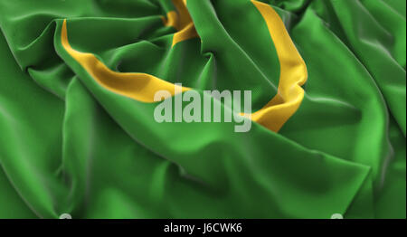La Mauritania bandiera increspato splendidamente sventolando Macro Close-Up Shot Foto Stock
