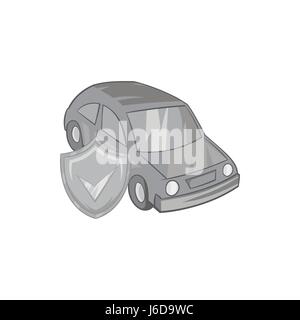 Assicurazione auto icona, nero stile monocromatico Illustrazione Vettoriale