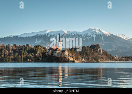 Vista sul lago di Bled Slovenia Foto Stock