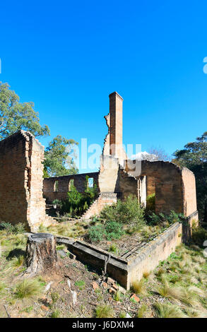 Ha rovinato la scuola delle arti di Joadja città fantasma, kerosene miniera di scisto, Southern Highlands, Nuovo Galles del Sud, NSW, Australia Foto Stock