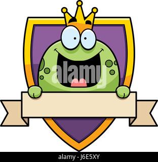 Una illustrazione di un cartoon frog prince in un design distintivo. Illustrazione Vettoriale