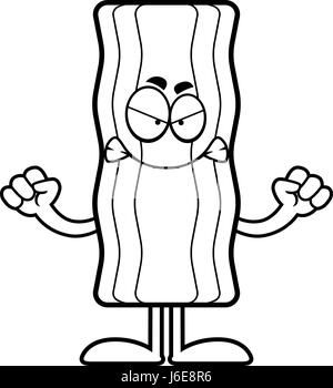 Un cartoon illustrazione di una striscia di pancetta cercando arrabbiato. Illustrazione Vettoriale