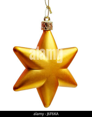 Oro stella a sei punte decorazione di Natale per haging su albero Foto Stock