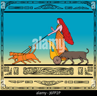 Pet dea equitazione cinghiale chariot pussycat cat gatto domestico donna ride femmina Foto Stock