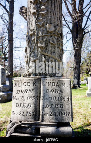 Marquette Michigan Upper Peninsula UP Lake Superior,Park Cemetery,primaverile,tomba,lapide,morte,libro,libri,MI090515031 Foto Stock