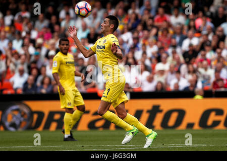 Valencia, Spagna. 21 Maggio, 2017. 21 Bruno Soriano del Villarreal CF durante lo spagnolo La Liga Santander partita di calcio tra Valencia CF e Villarreal CF a Mestalla stadio il 21 maggio 2017. Credito: Gtres Información más Comuniación on line, S.L./Alamy Live News Foto Stock