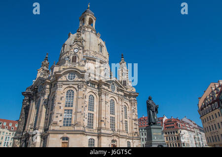 Dresda Frauenkirche di Dresda Germania Foto Stock