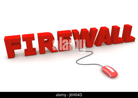 Parola protezione firewall di protezione mouse Il mouse del computer di sicurezza rosso di sicurezza Foto Stock