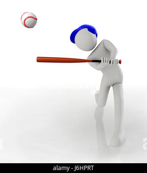 Giocatore di baseball bat oscillante -3d illustrazione Foto Stock