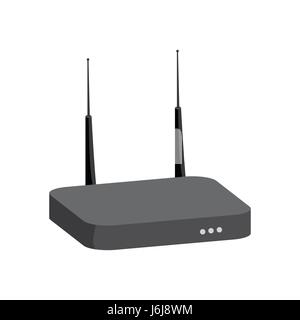 Icona Modem, nero stile monocromatico Illustrazione Vettoriale