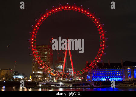 London Eye di notte Foto Stock