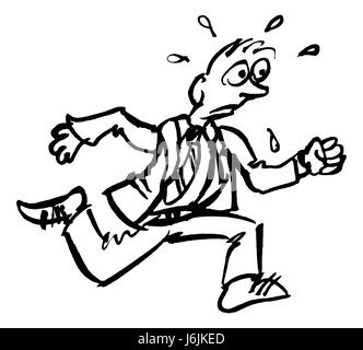 Una mano grunge stile disegnato il disegno di un acceso sottolineato sudorazione imprenditore Foto Stock