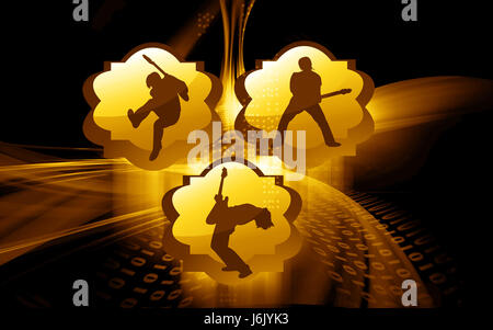 Emblema di musica di chitarra musicista pulsanti icona di roccia tasti illustrazione immagine foto Foto Stock