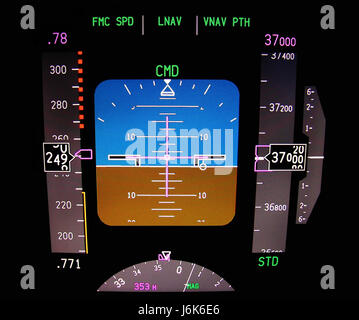 La visualizzazione con orizzonte di riferimento altitudine indicatore cockpit aereo aereo aereo aereo Foto Stock