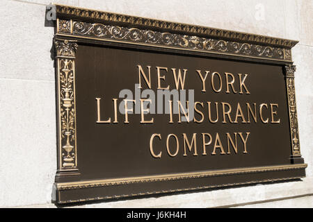 New York Life Insurance Company segno, NYC, STATI UNITI D'AMERICA Foto Stock