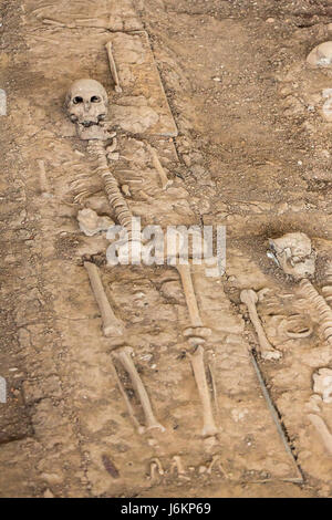 Resti di uno scheletro di insediamento portoghese n al parco storico di Ayutthaya, Thailandia Foto Stock