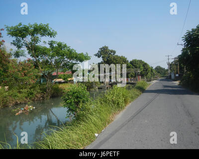 Questo titolo si riferisce a una località a Banga, Santa Ines, Agnaya e Plaridel a Bulacan, Filippine, tra cui una fattoria di irrigazione e una strada di mercato. L'area fa parte del paesaggio agricolo di Bulacan. Foto Stock