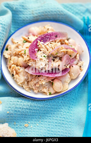 Tonno con fagioli e cipolle rosse - Spagnolo insalata di stile Foto Stock