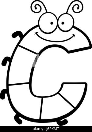 Un cartoon illustrazione della lettera c con un tema di insetti. Illustrazione Vettoriale